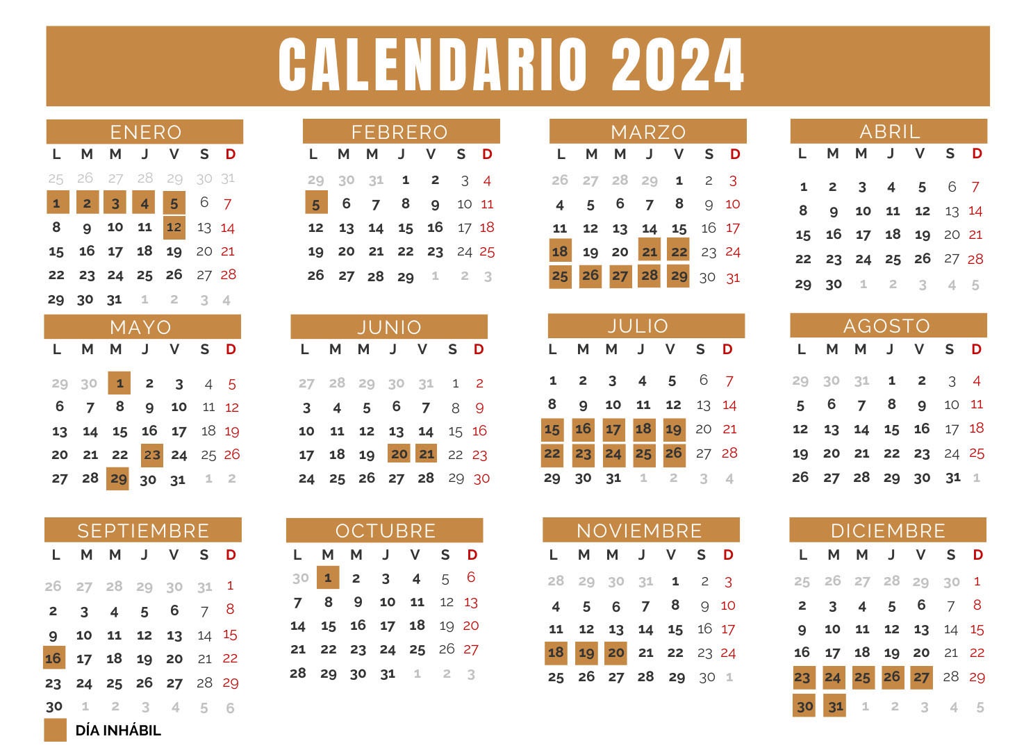 Calendario TJA 2023